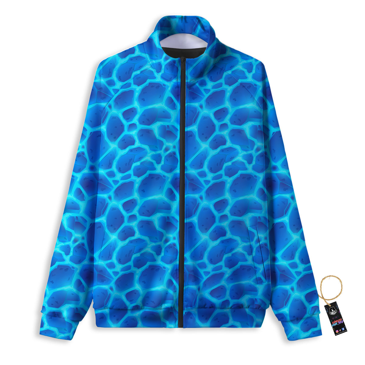 Liquid Lava Ice Blue Print Pattern Track Jacket-grizzshop