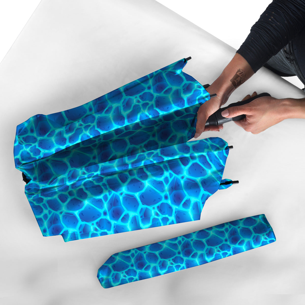 Liquid Lava Ice Blue Print Pattern Umbrella-grizzshop
