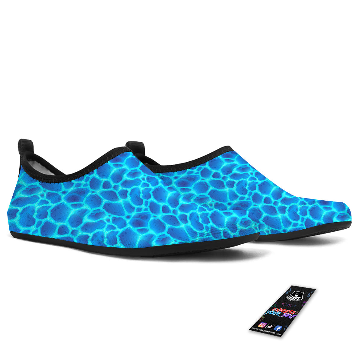 Liquid Lava Ice Blue Print Pattern Water Shoes-grizzshop