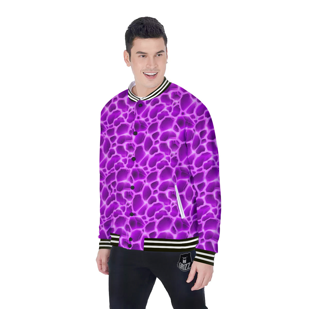 Liquid Lava Purple Print Pattern Baseball Jacket-grizzshop