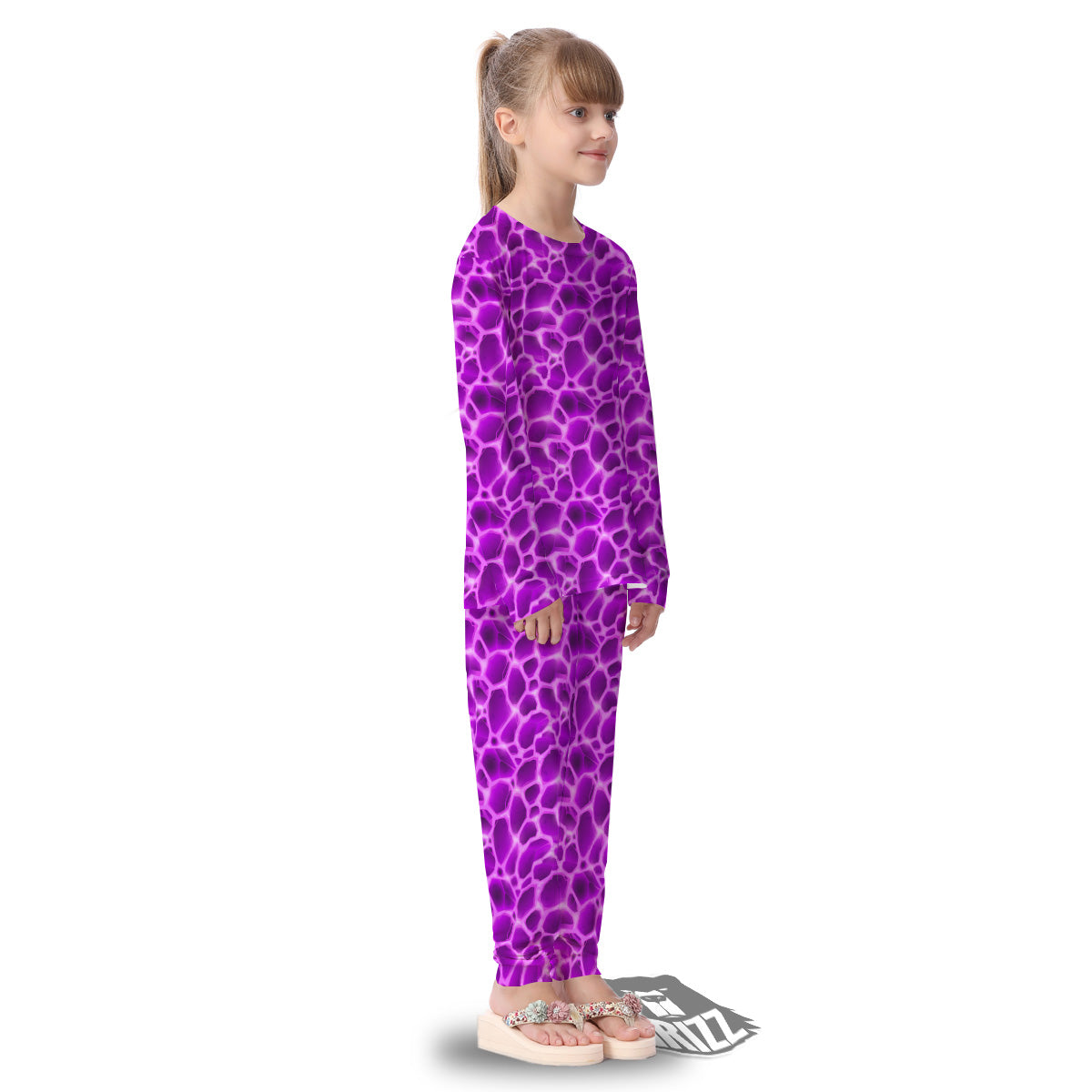 Liquid Lava Purple Print Pattern Kid's Pajamas-grizzshop