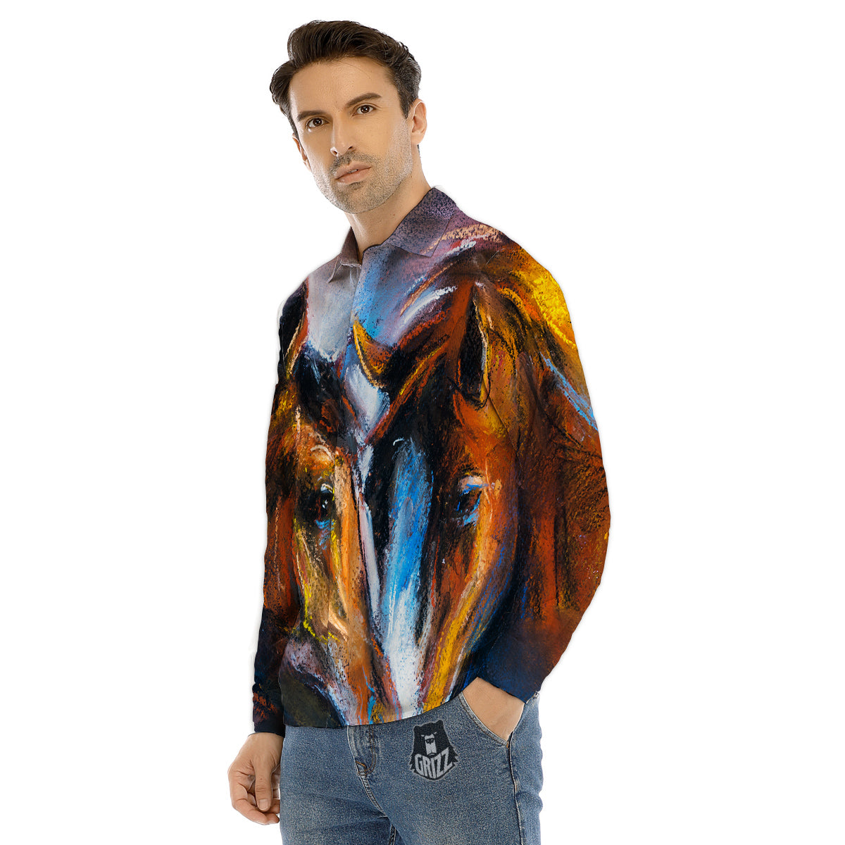 Liquid Lava Purple Print Pattern Men's Dress Shirts-grizzshop