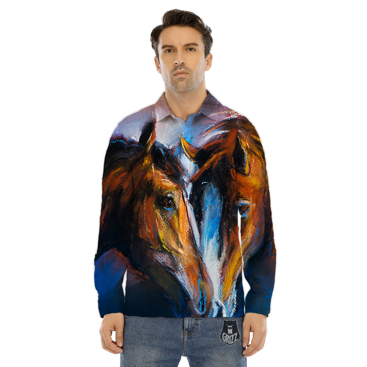 Liquid Lava Purple Print Pattern Men's Dress Shirts-grizzshop