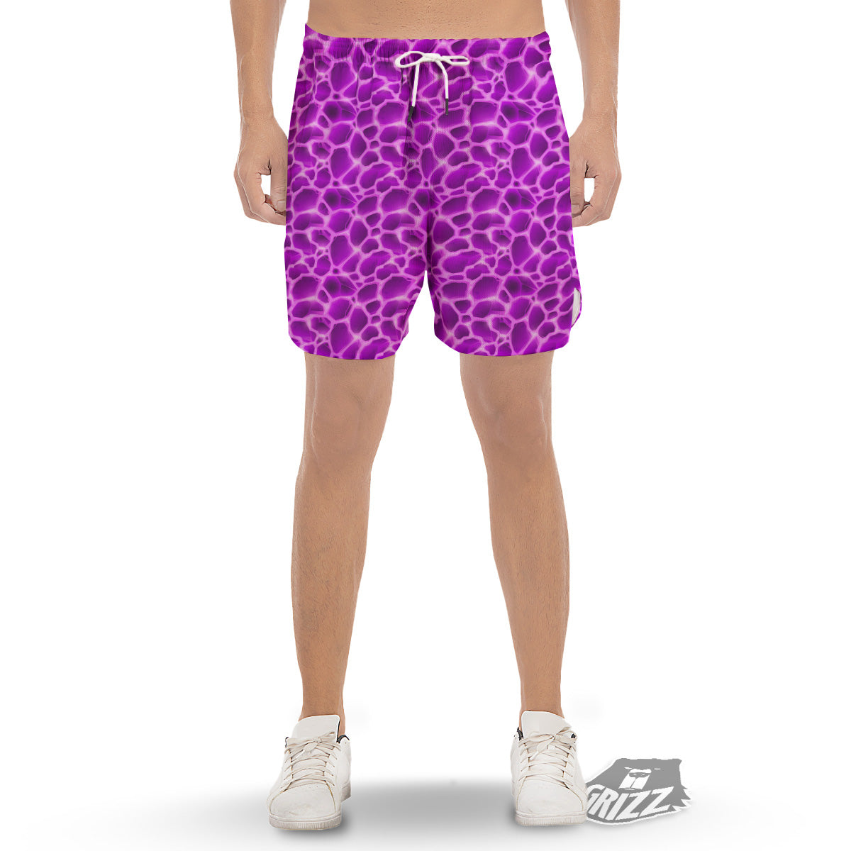 Liquid Lava Purple Print Pattern Men's Gym Shorts-grizzshop