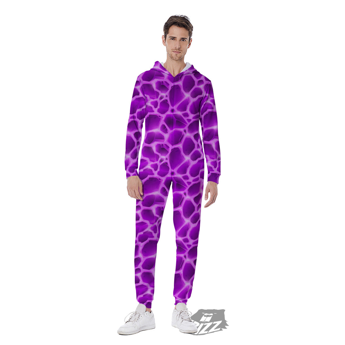 Liquid Lava Purple Print Pattern Men's Jumpsuit-grizzshop