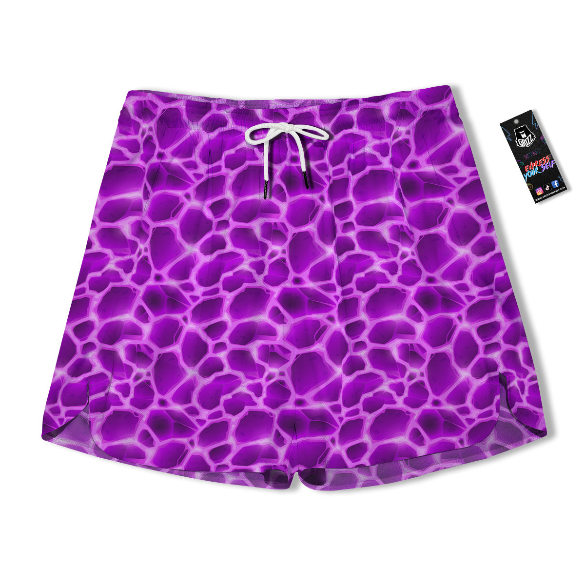 Liquid Lava Purple Print Pattern Men's Running Shorts-grizzshop
