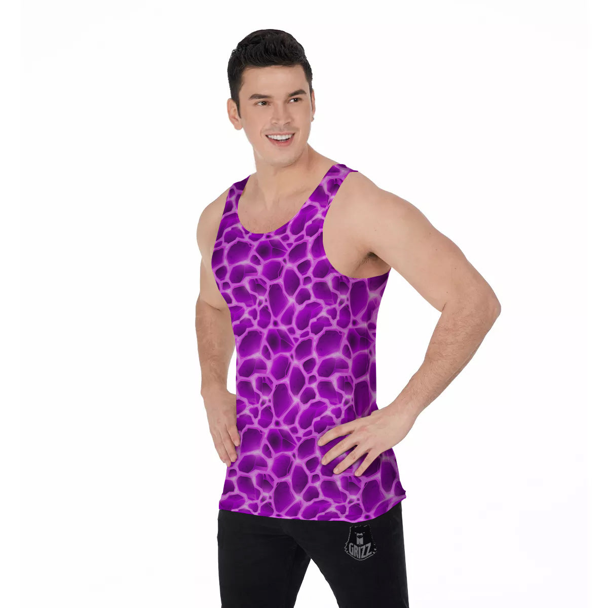 Liquid Lava Purple Print Pattern Men's Tank Top-grizzshop
