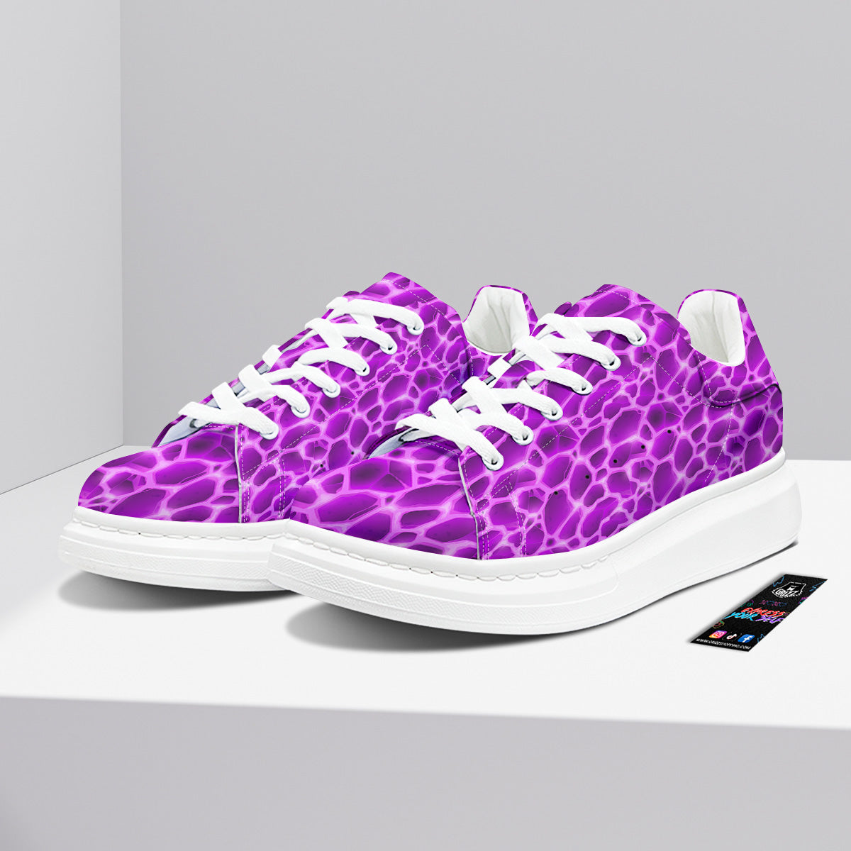 Liquid Lava Purple Print Pattern Platform Shoes-grizzshop