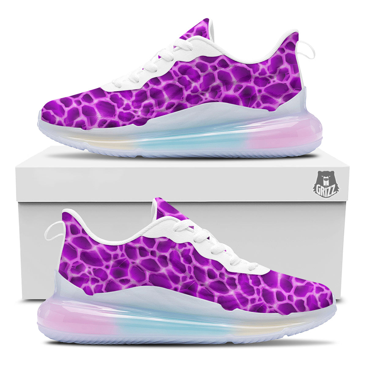 Liquid Lava Purple Print Pattern Running Sneakers-grizzshop