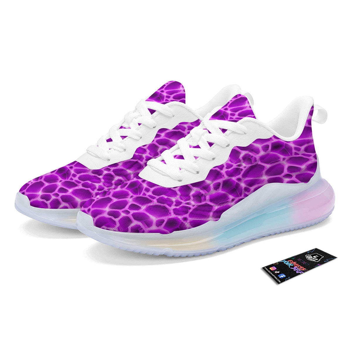 Liquid Lava Purple Print Pattern Running Sneakers-grizzshop