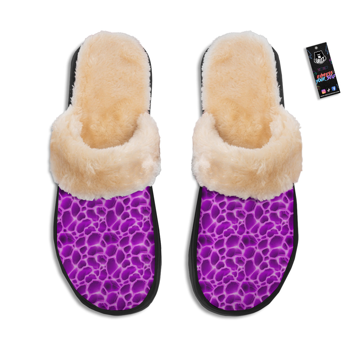 Liquid Lava Purple Print Pattern Slippers-grizzshop