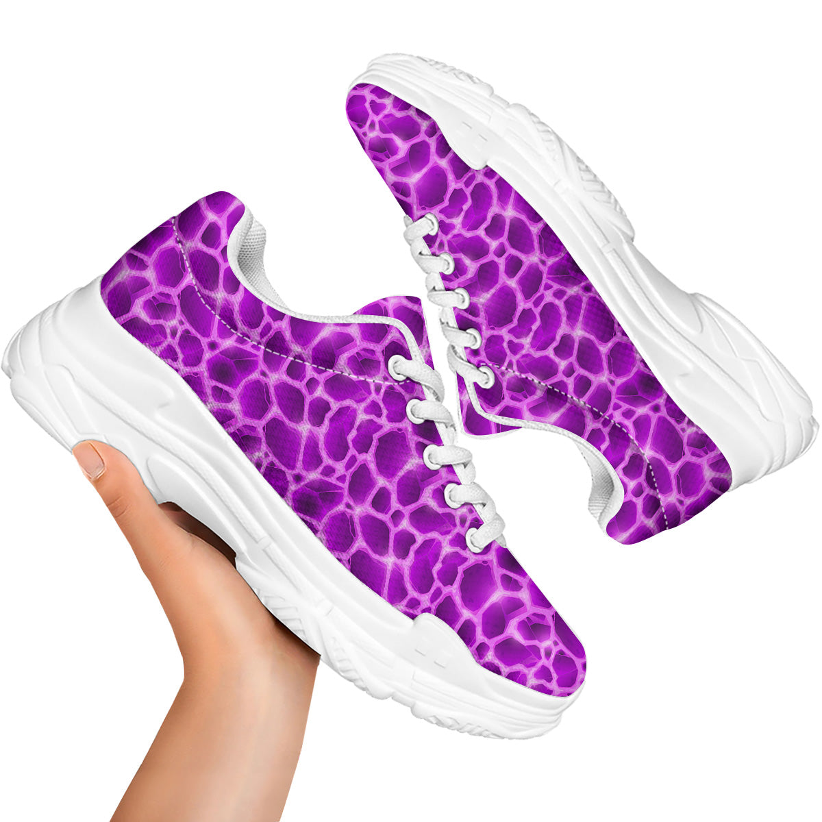 Liquid Lava Purple Print Pattern White Chunky Shoes-grizzshop