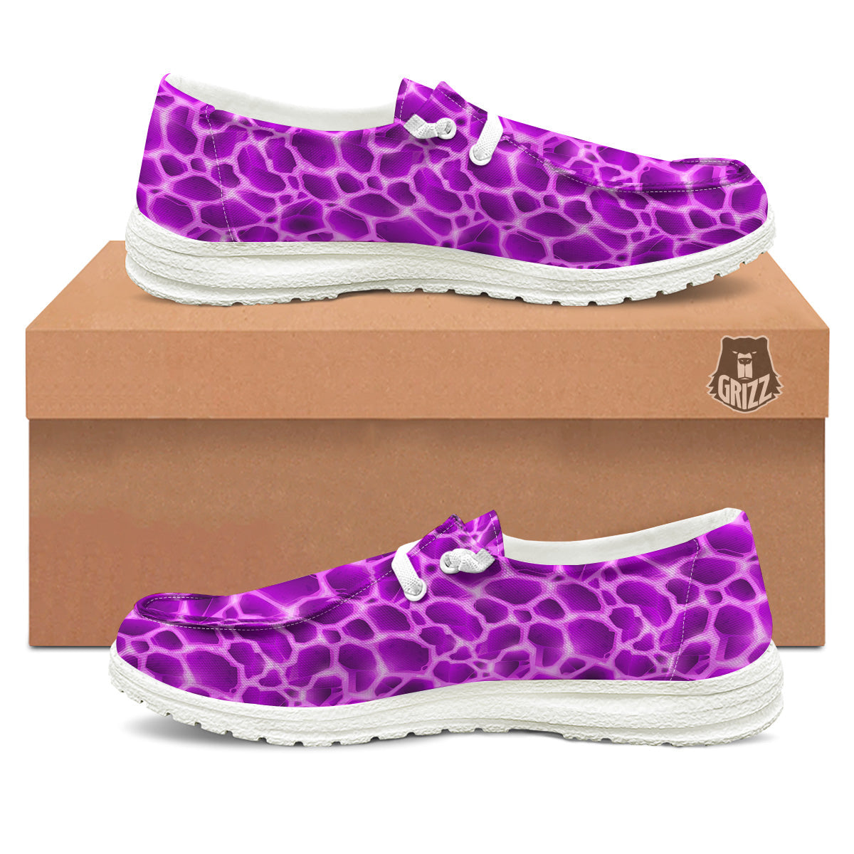 Liquid Lava Purple Print Pattern White Loafers-grizzshop
