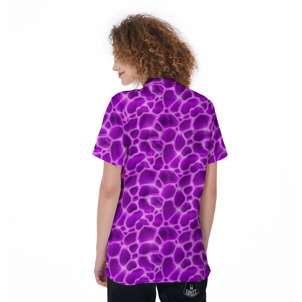 Liquid Lava Purple Print Pattern Women's Golf Shirts-grizzshop