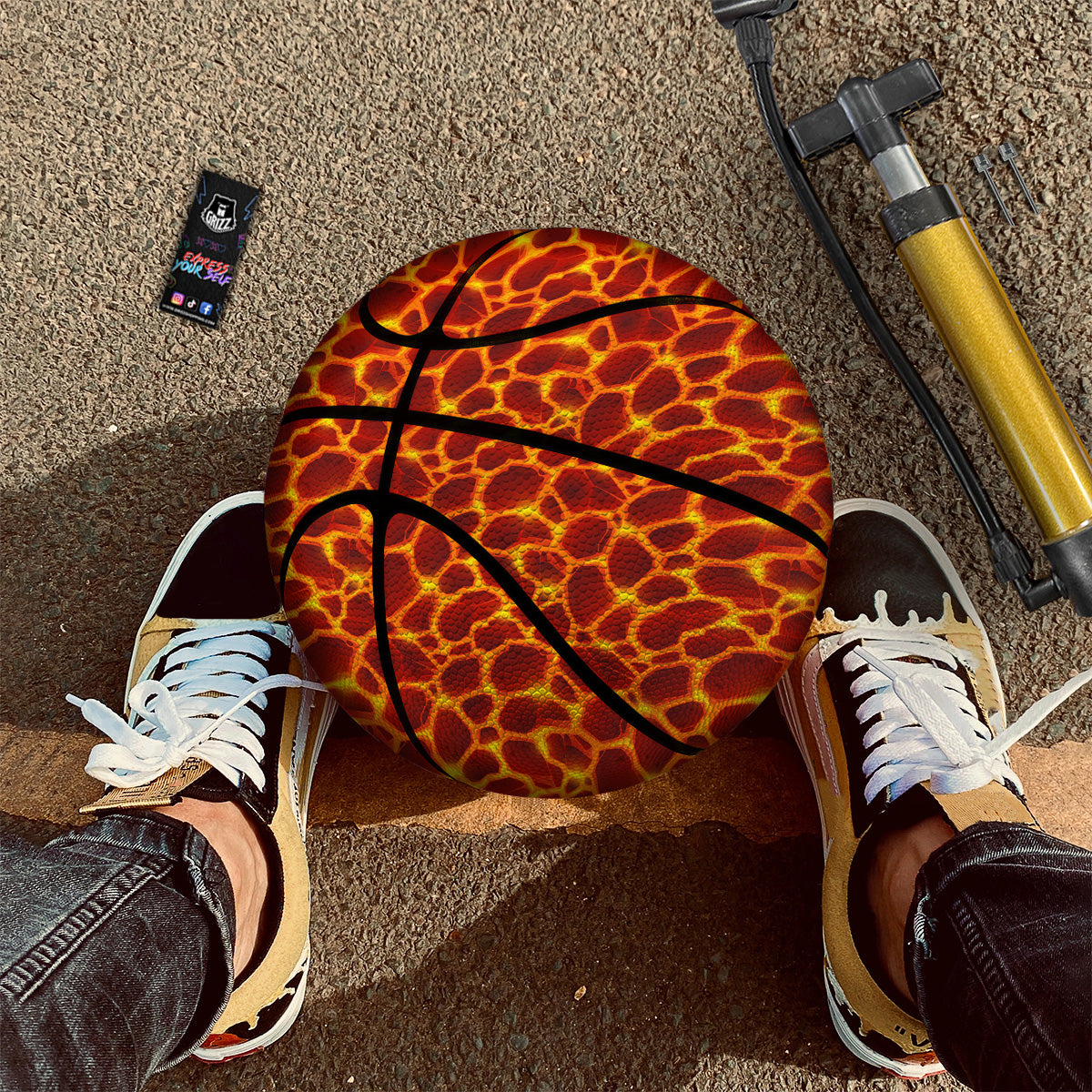 Liquid Lava Red Print Pattern Basketball-grizzshop