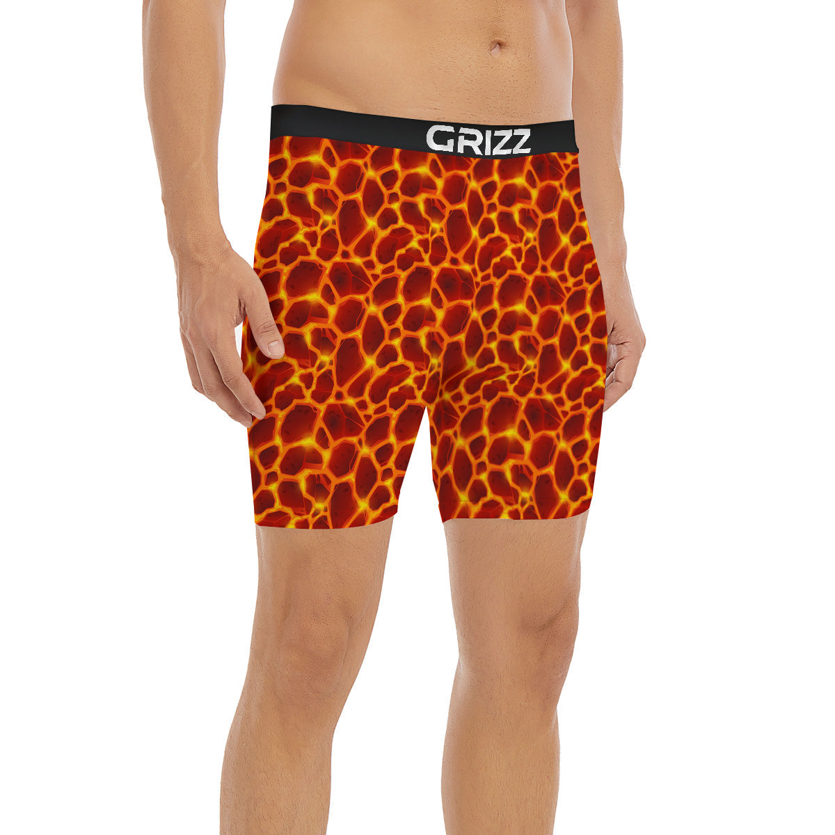 Liquid Lava Red Print Pattern Boxer Briefs-grizzshop
