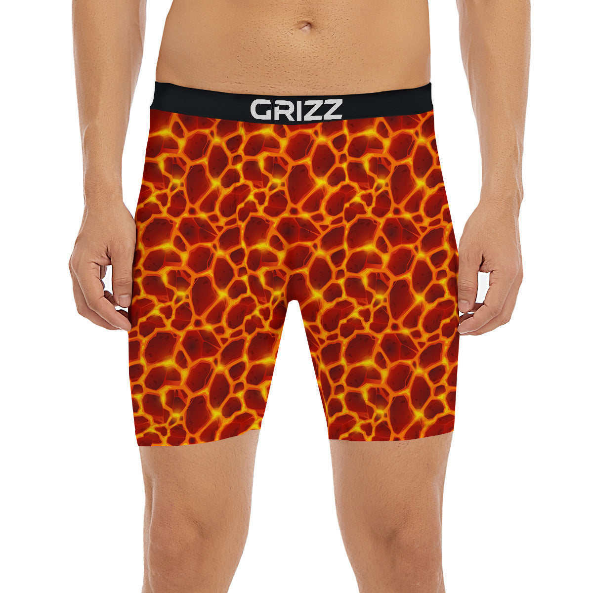 Liquid Lava Red Print Pattern Boxer Briefs-grizzshop