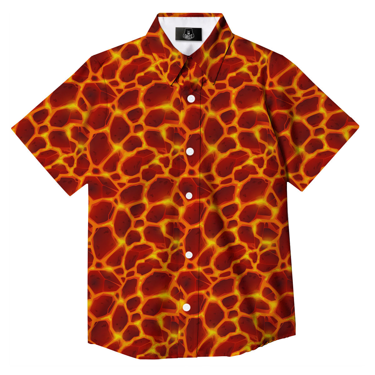 Liquid Lava Red Print Pattern Button Up Shirt-grizzshop