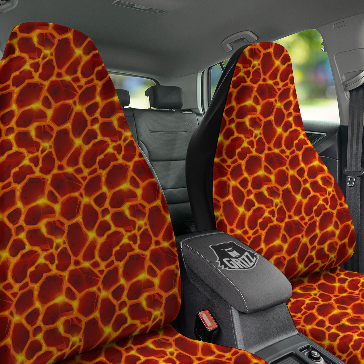 Liquid Lava Red Print Pattern Car Seat Covers-grizzshop