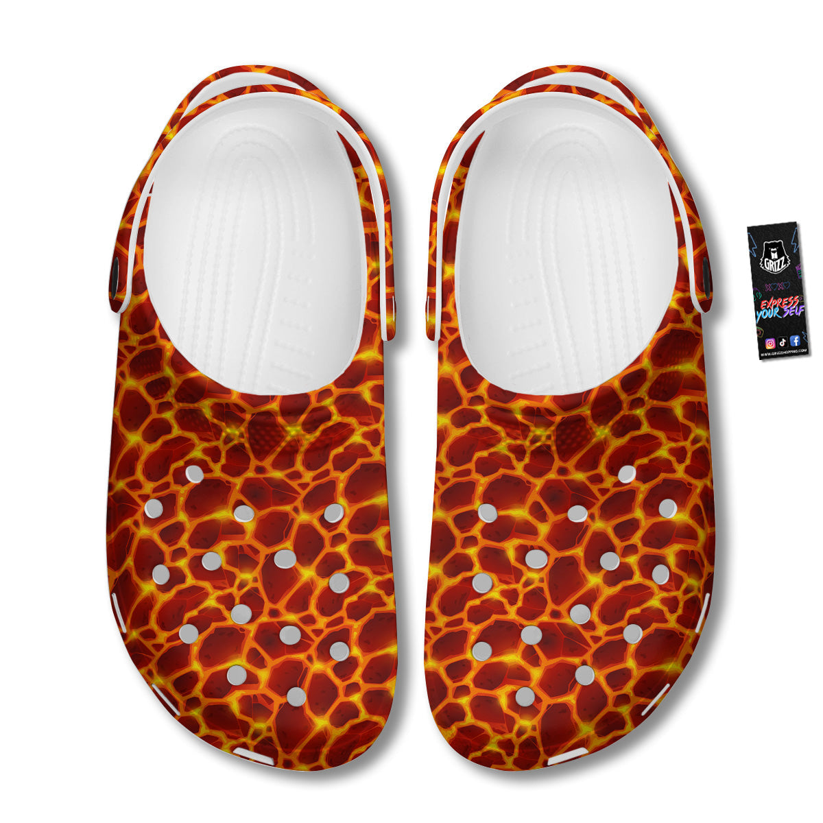 Liquid Lava Red Print Pattern Clog-grizzshop