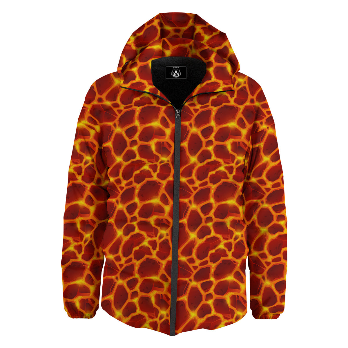 Liquid Lava Red Print Pattern Down Jacket-grizzshop