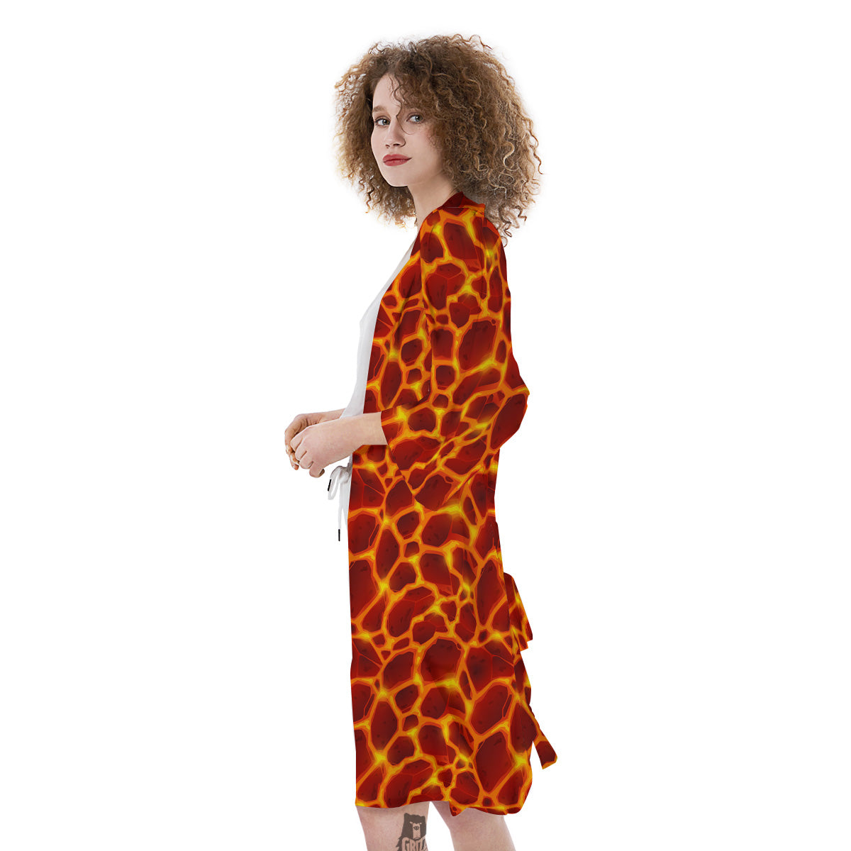 Liquid Lava Red Print Pattern Kimono-grizzshop