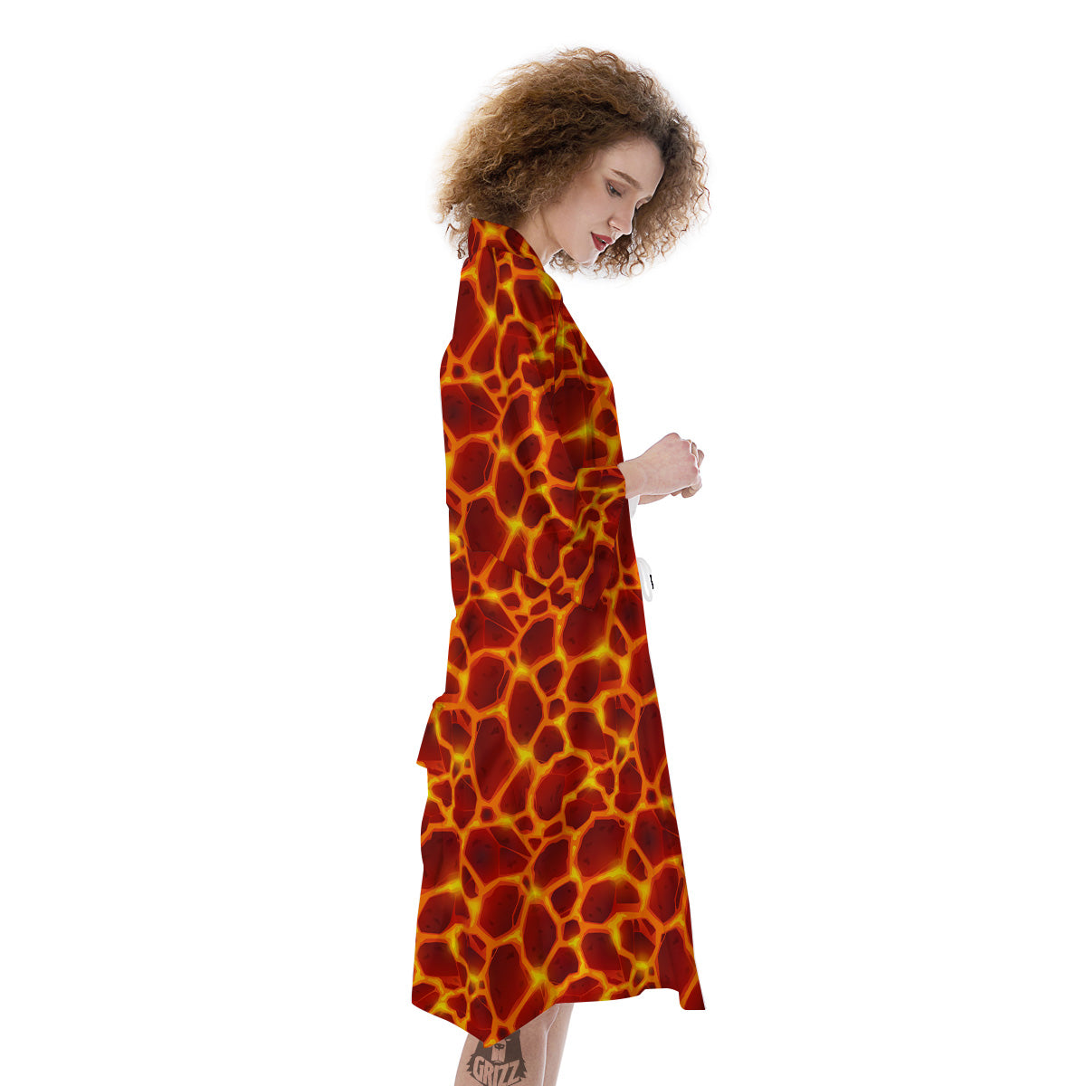 Liquid Lava Red Print Pattern Kimono-grizzshop