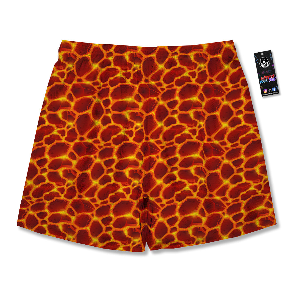 Liquid Lava Red Print Pattern Men's Running Shorts-grizzshop