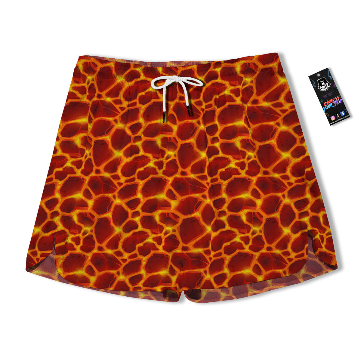 Liquid Lava Red Print Pattern Men's Running Shorts-grizzshop