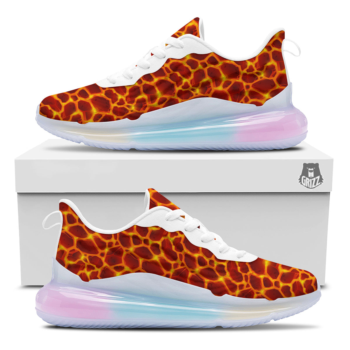 Liquid Lava Red Print Pattern Running Sneakers-grizzshop
