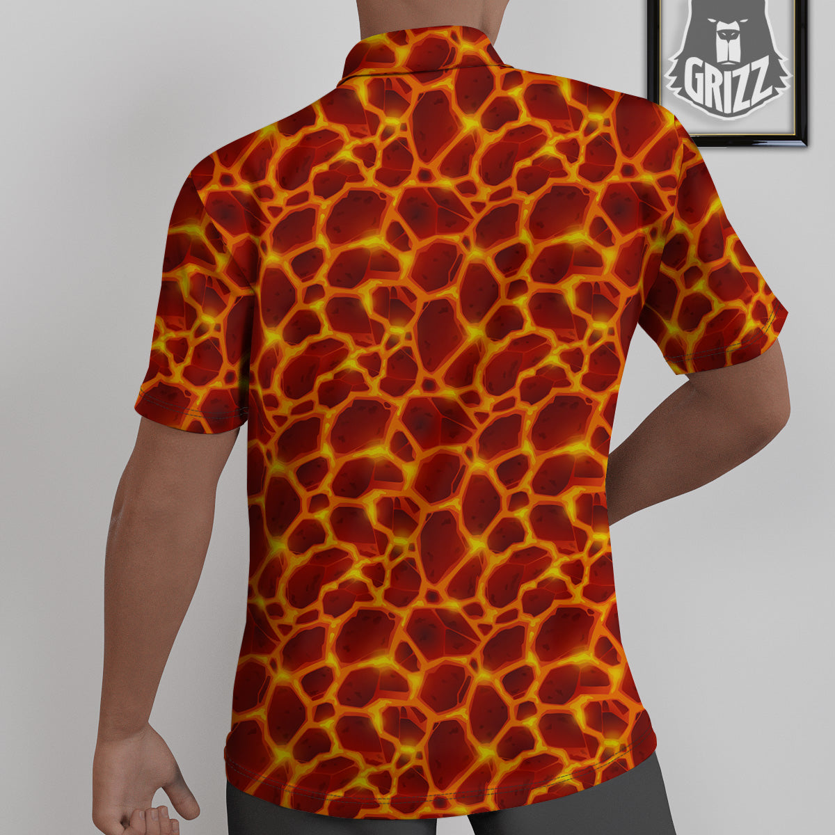 Liquid Lava Red Print Pattern Untucked Shirts-grizzshop