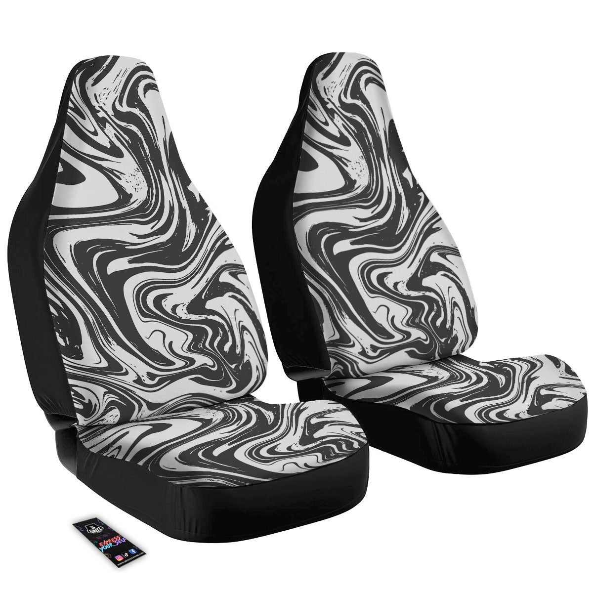 Liquid Marble Black White Print Car Seat Covers-grizzshop