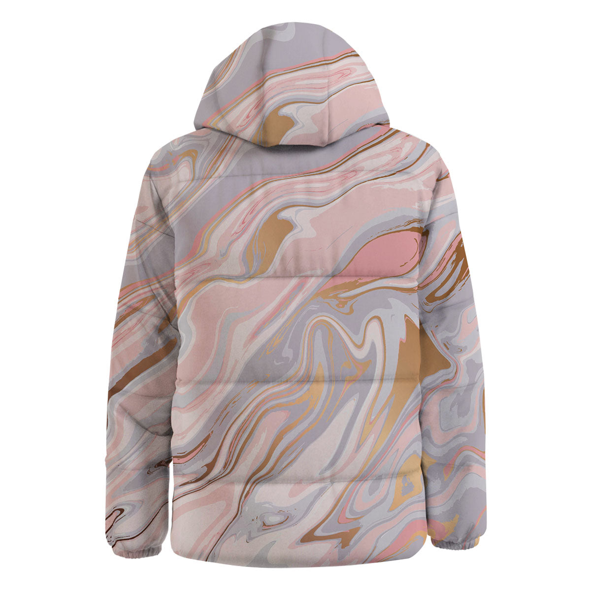 Liquid Marble Pink Print Down Jacket-grizzshop