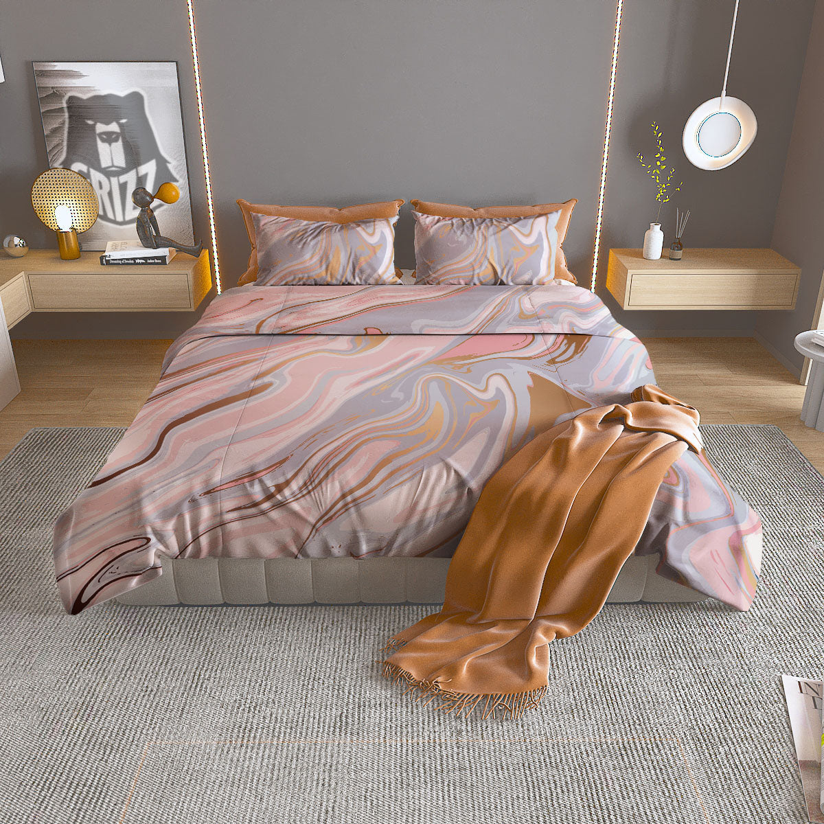 Madras Teal Print Pattern Duvet Cover Bedding Set