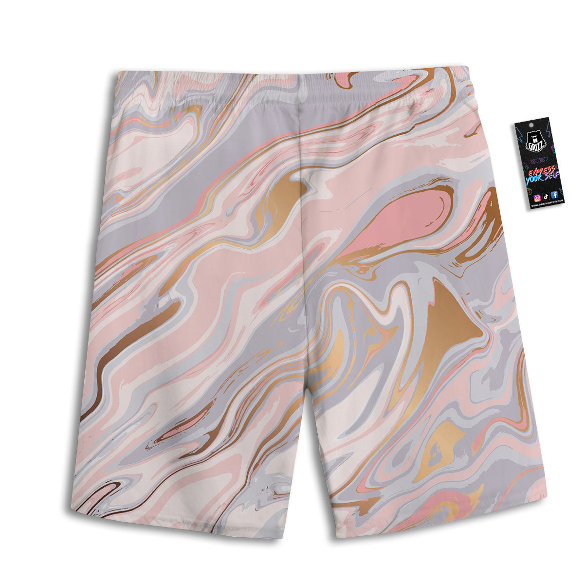 Liquid Marble Pink Print Men's Athletic Shorts