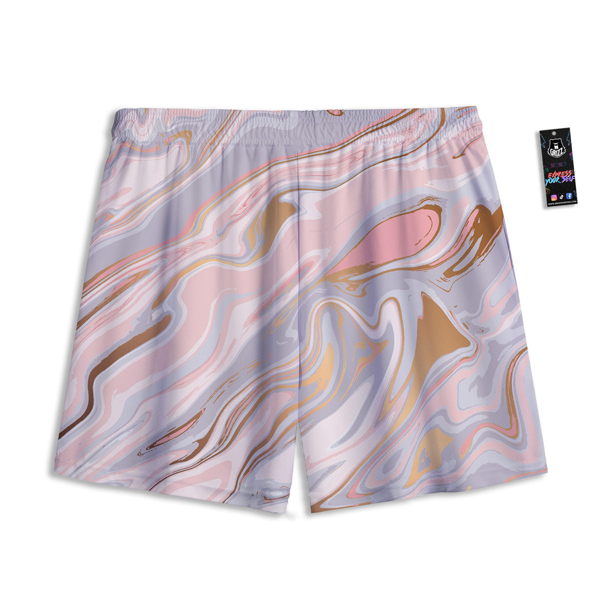 Liquid Marble Pink Print Mesh Shorts