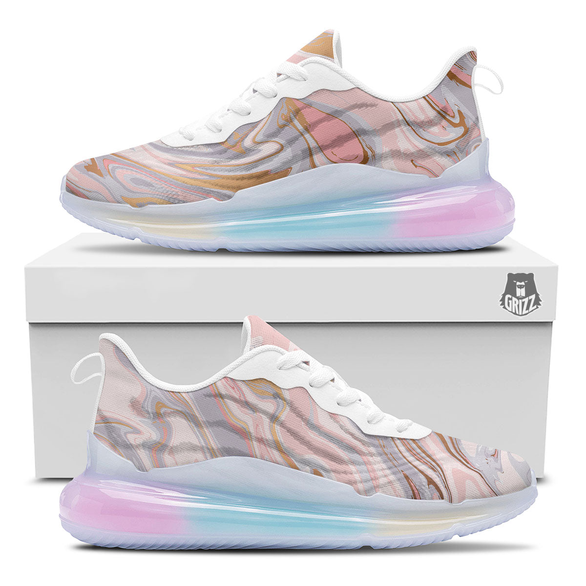 Liquid Marble Pink Print Running Sneakers-grizzshop