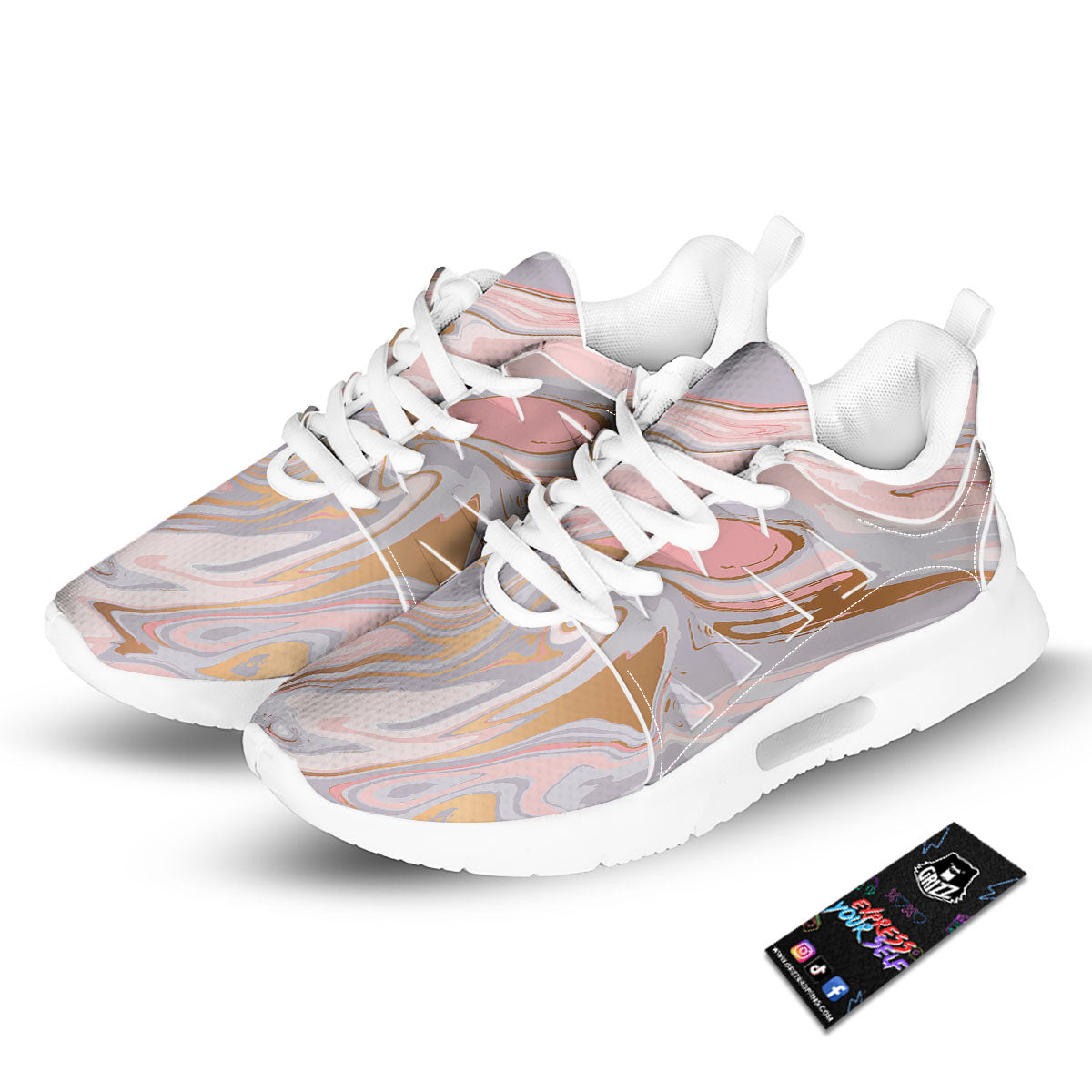 Liquid Marble Pink Print Tennis Shoes-grizzshop
