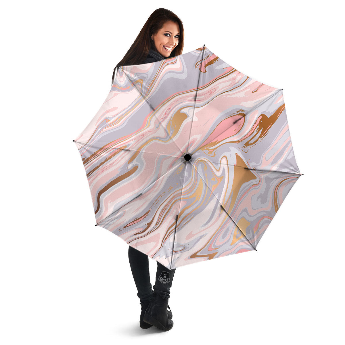 Liquid Marble Pink Print Umbrella-grizzshop