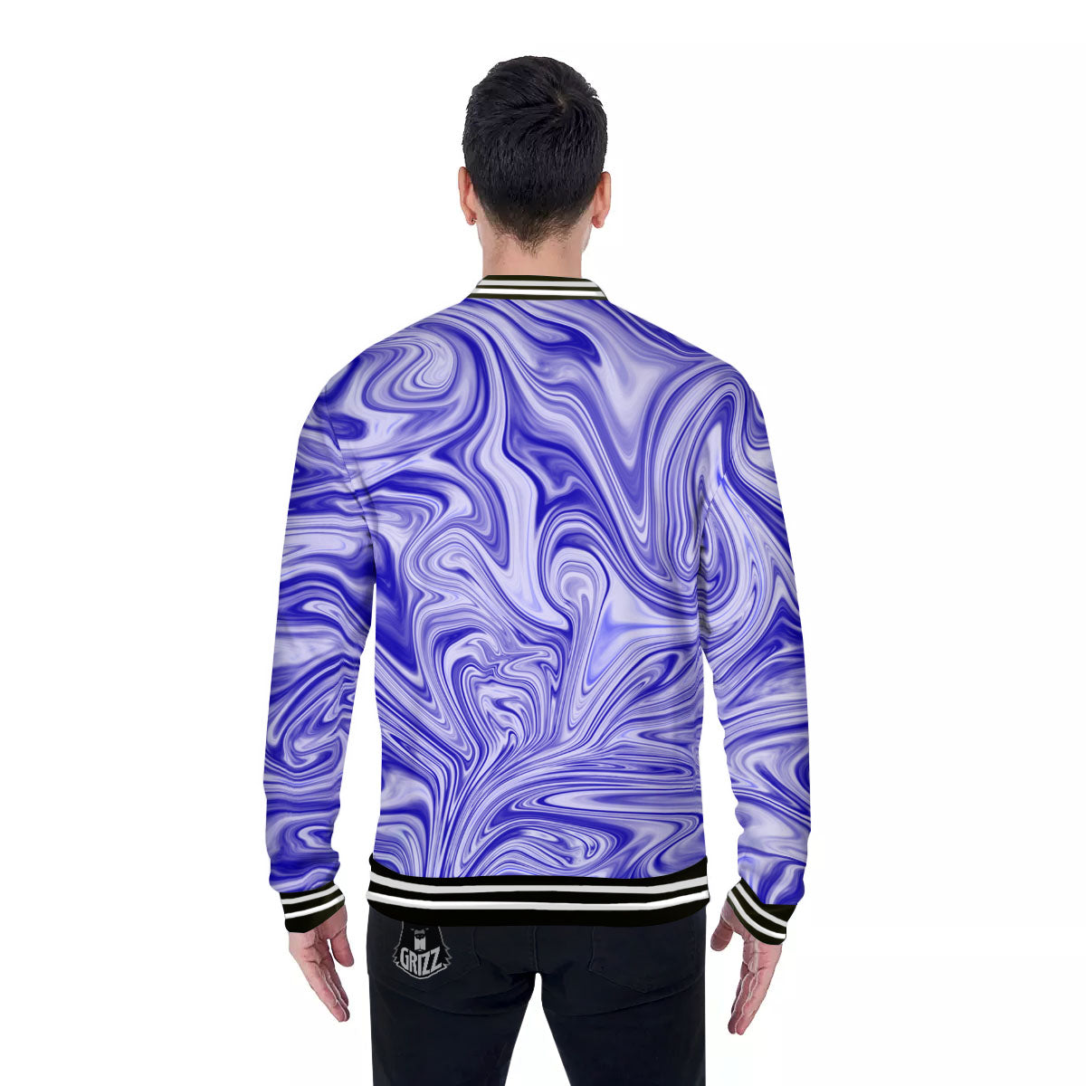 Liquid Psychedelic Print Pattern Baseball Jacket-grizzshop