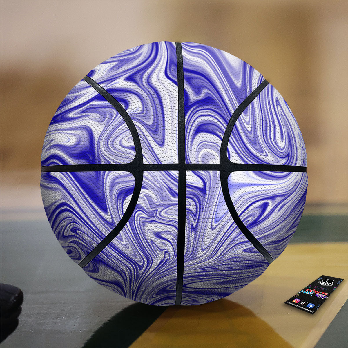 Liquid Psychedelic Print Pattern Basketball-grizzshop