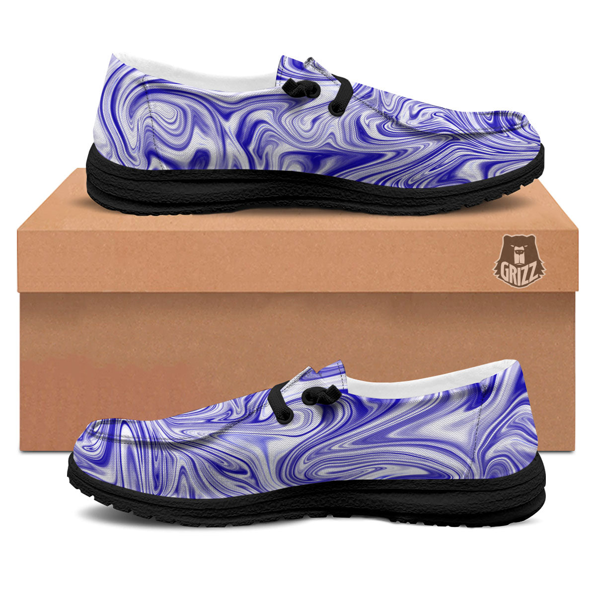 Liquid Psychedelic Print Pattern Black Loafers-grizzshop