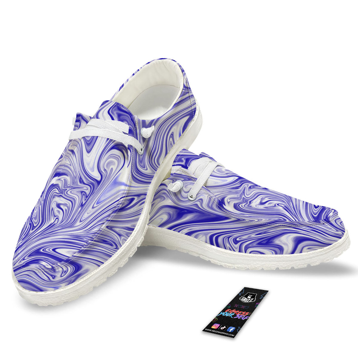 Liquid Psychedelic Print Pattern Black Loafers-grizzshop