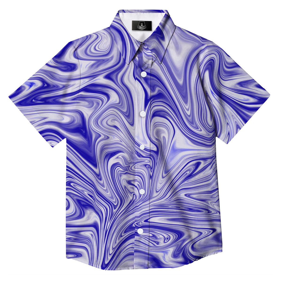 Liquid Psychedelic Print Pattern Button Up Shirt-grizzshop
