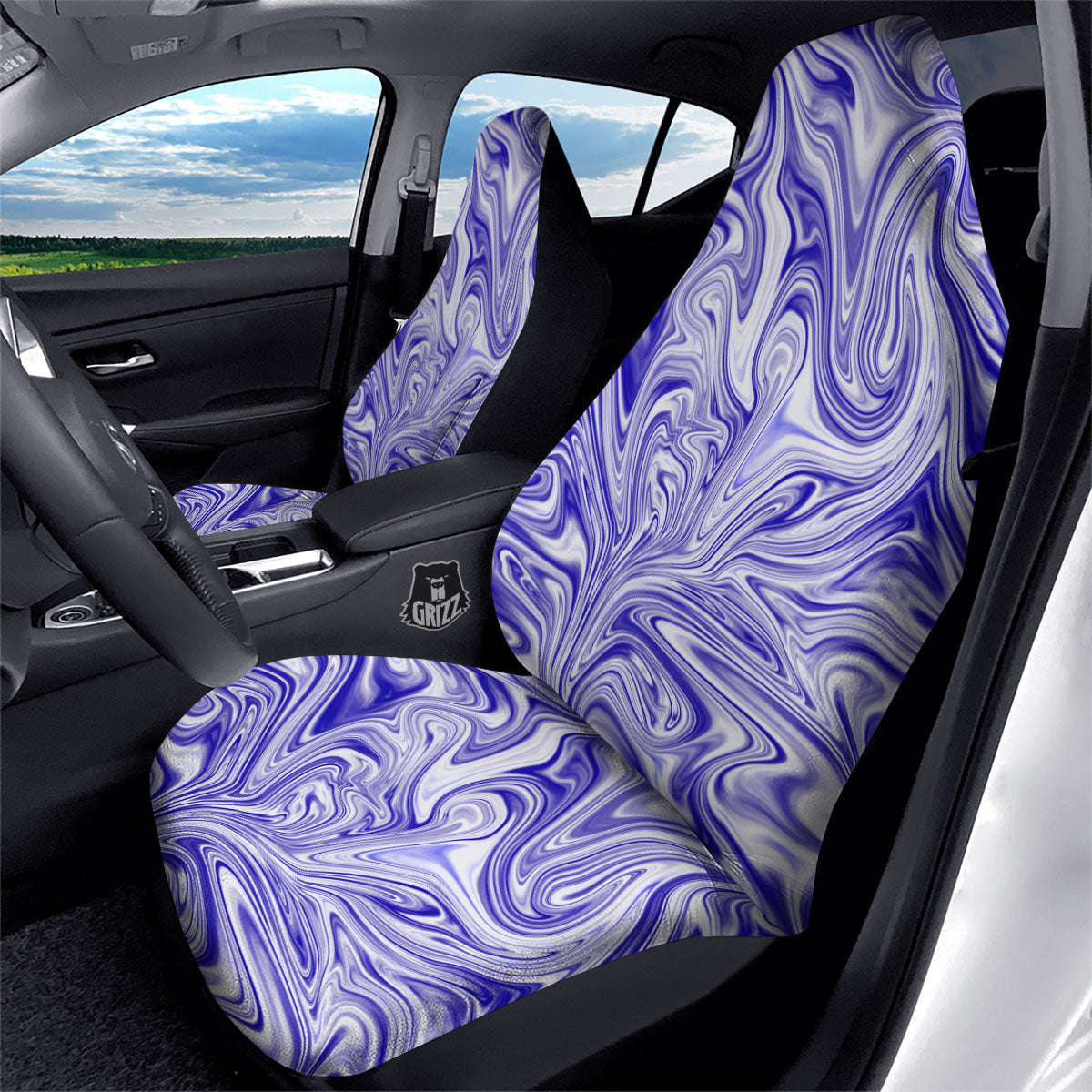 Liquid Psychedelic Print Pattern Car Seat Covers-grizzshop