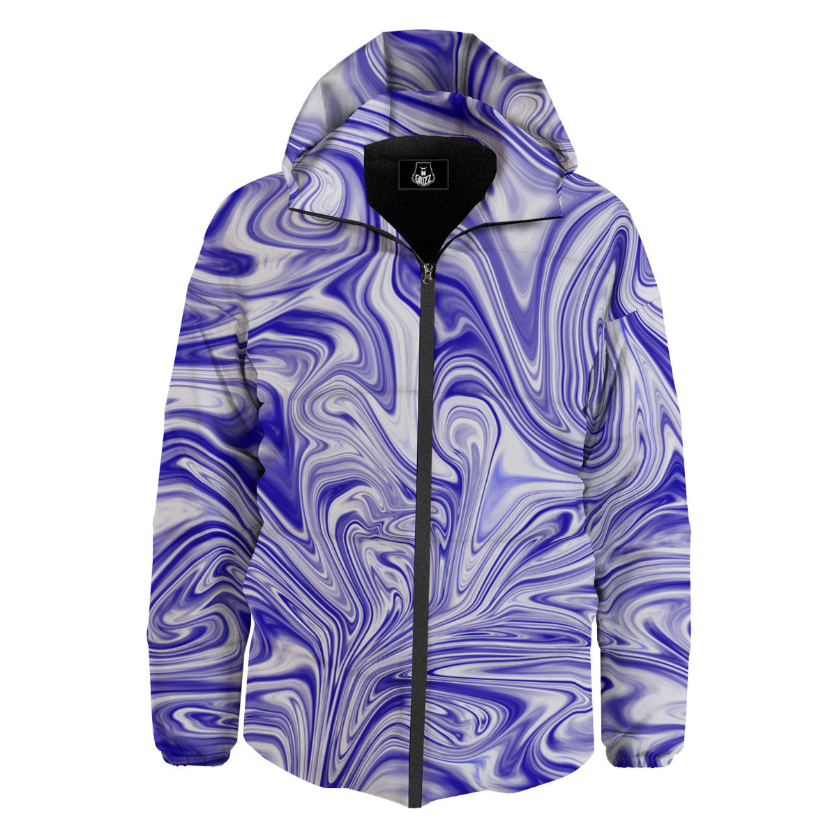 Liquid Psychedelic Print Pattern Down Jacket-grizzshop