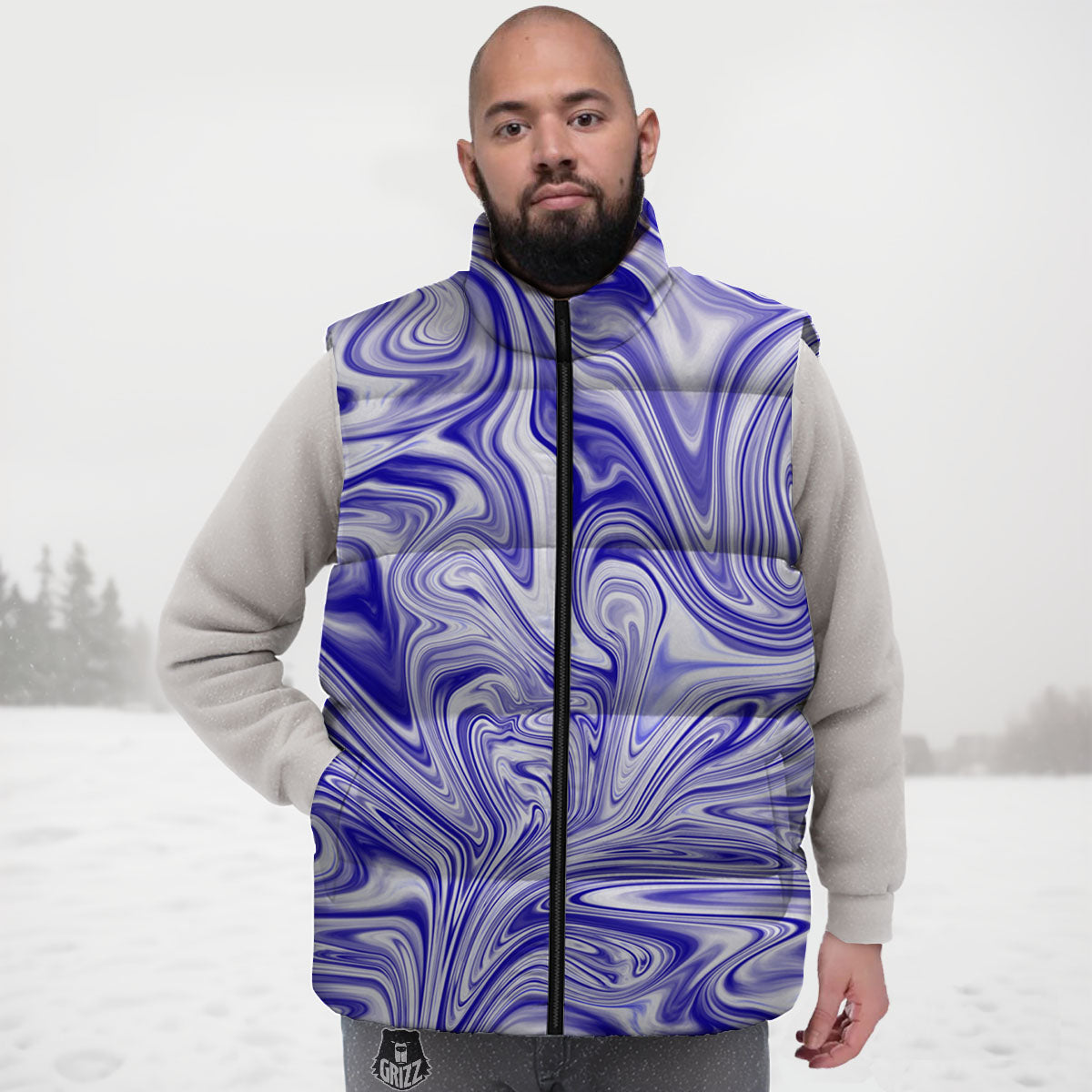 Liquid Psychedelic Print Pattern Down Vest