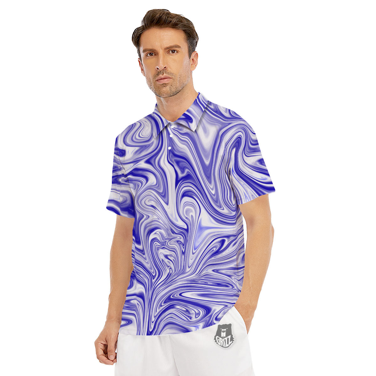 Liquid Psychedelic Print Pattern Men's Golf Shirts-grizzshop