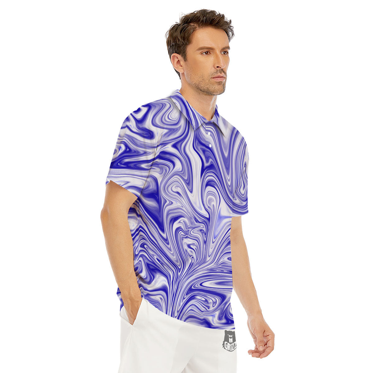 Liquid Psychedelic Print Pattern Men's Golf Shirts-grizzshop