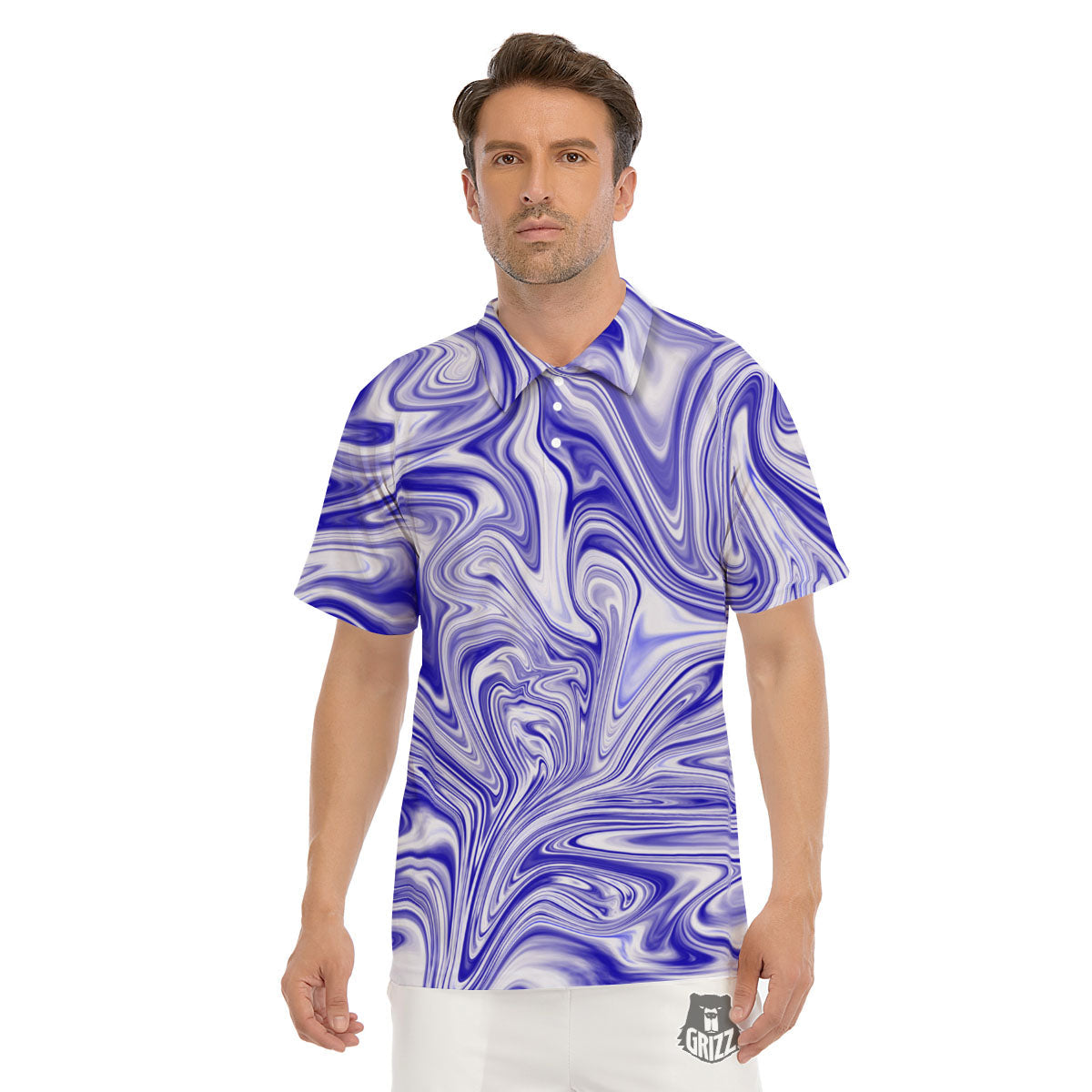 Liquid Psychedelic Print Pattern Men's Golf Shirts-grizzshop